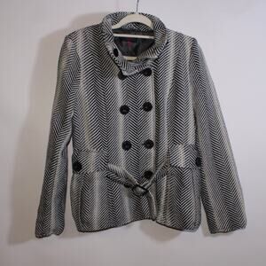 NEU Look Black And White Striped Button Up Jacket Size L